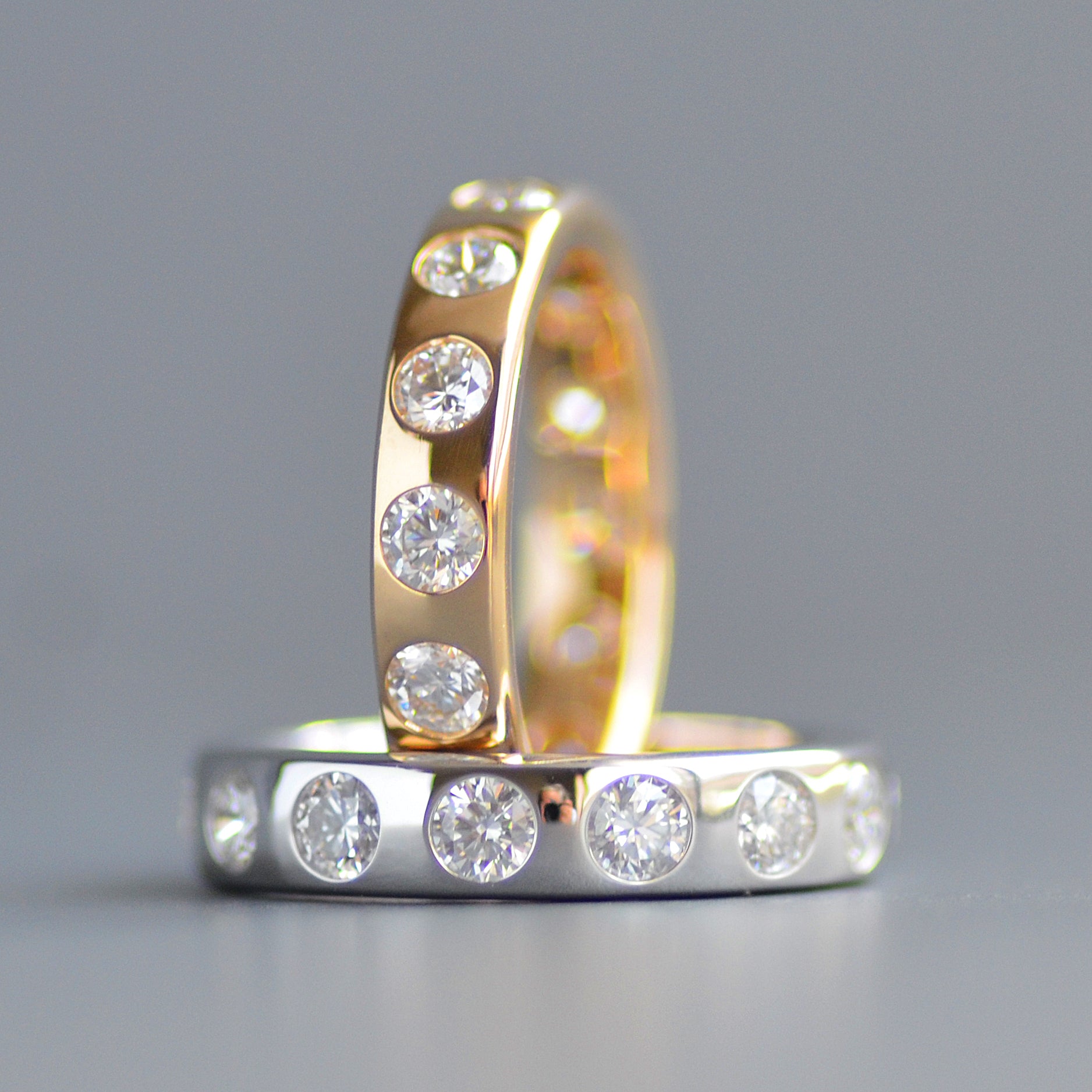 Wide round cut eternity band