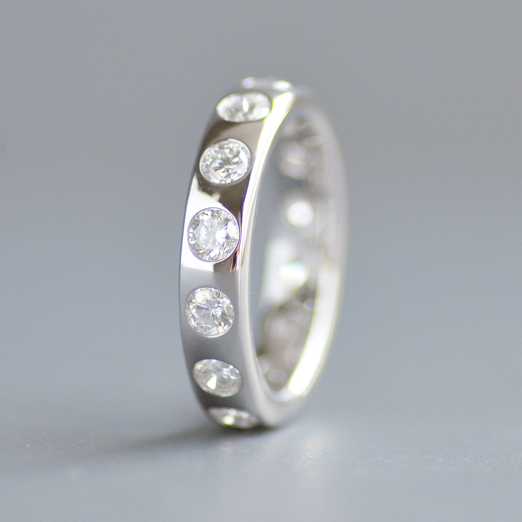 Wide round cut eternity band