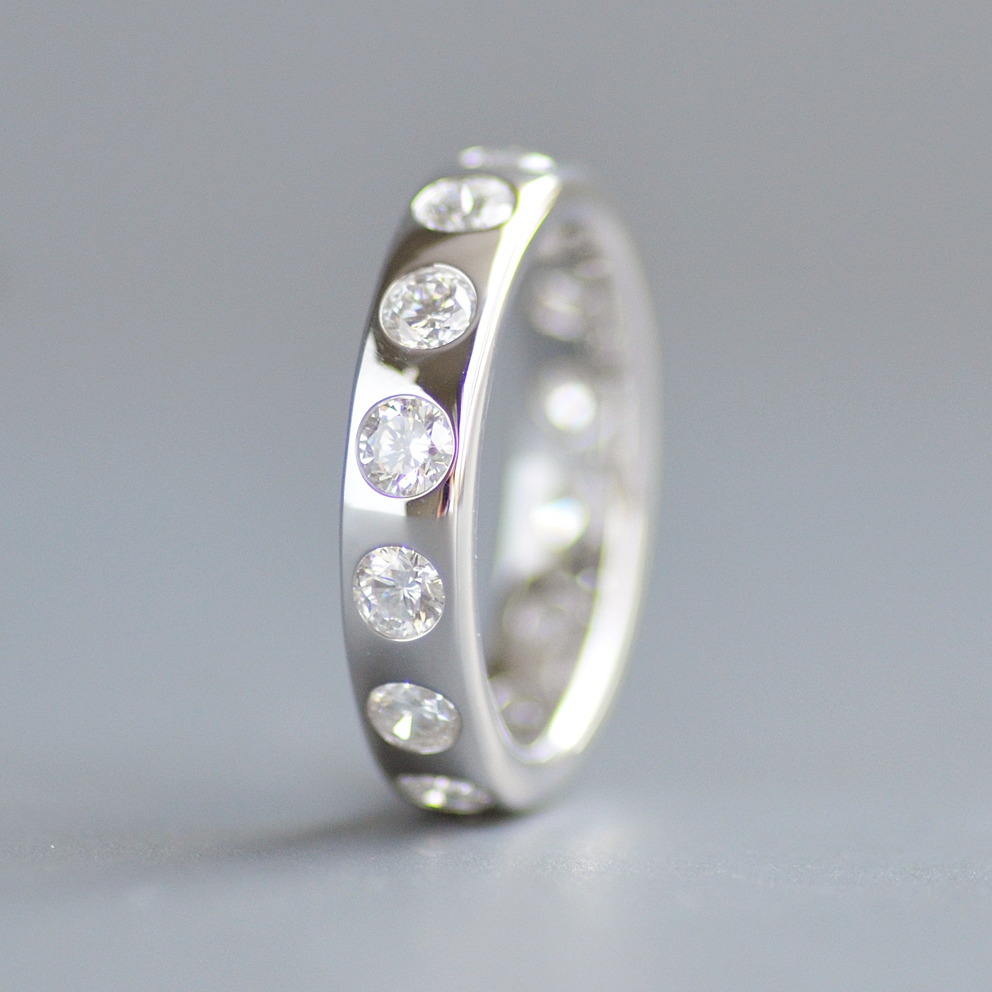 Wide round cut eternity band