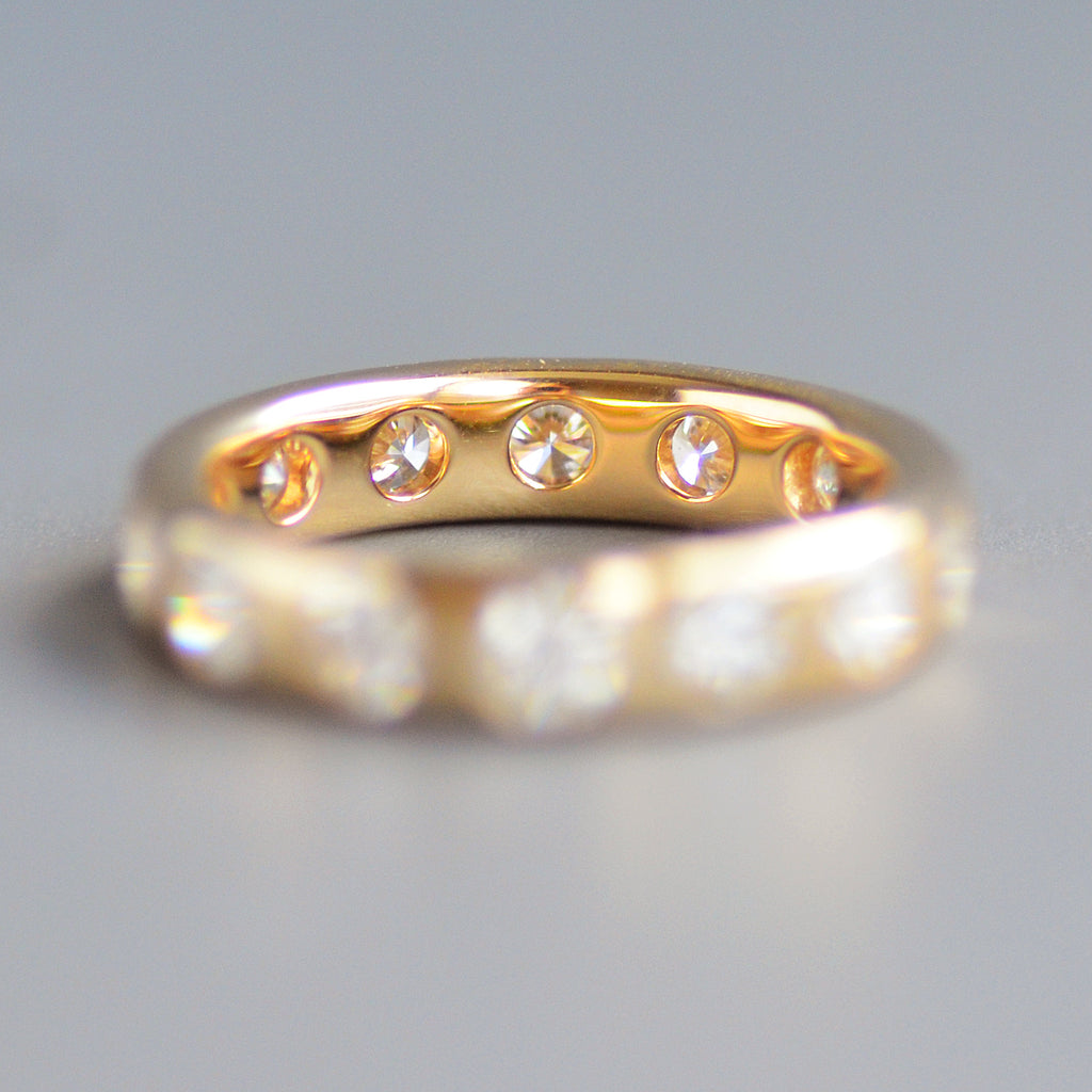 Wide round cut eternity band