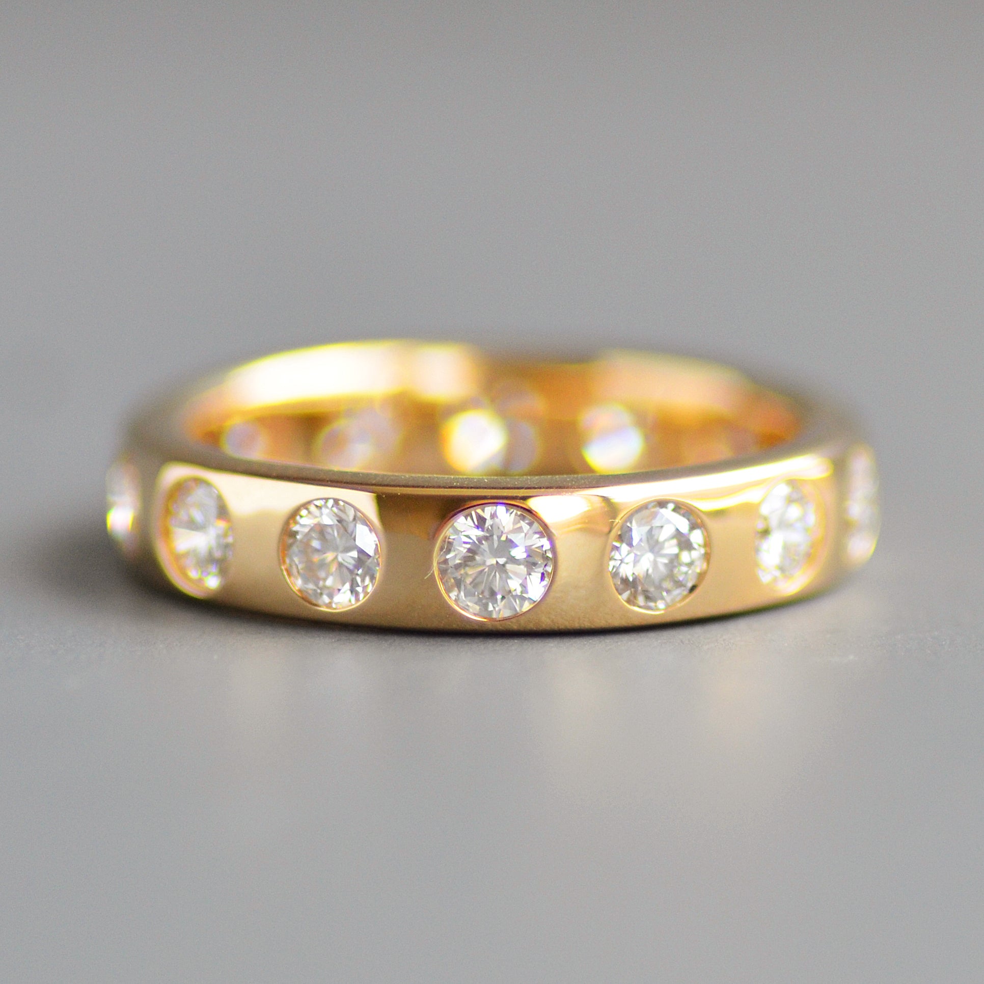 Wide round cut eternity band