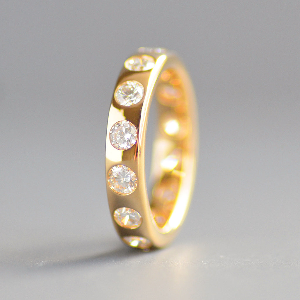 Wide round cut eternity band