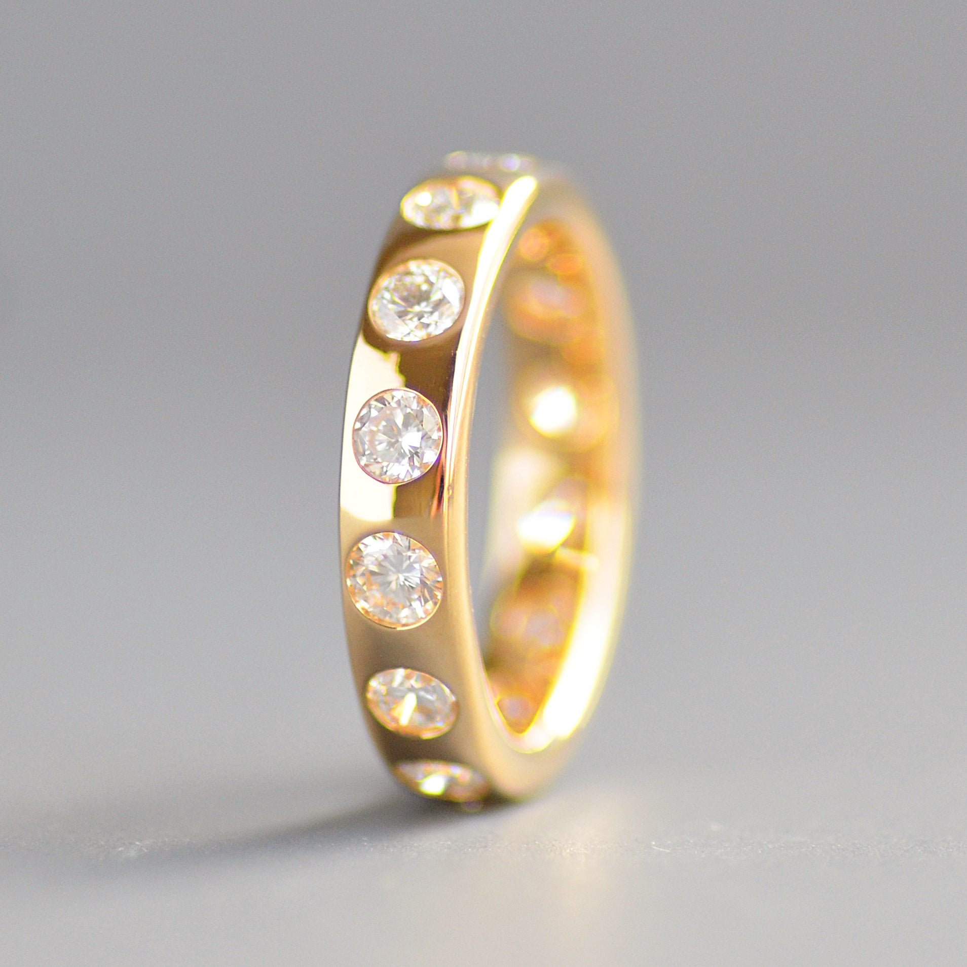 Wide round cut eternity band