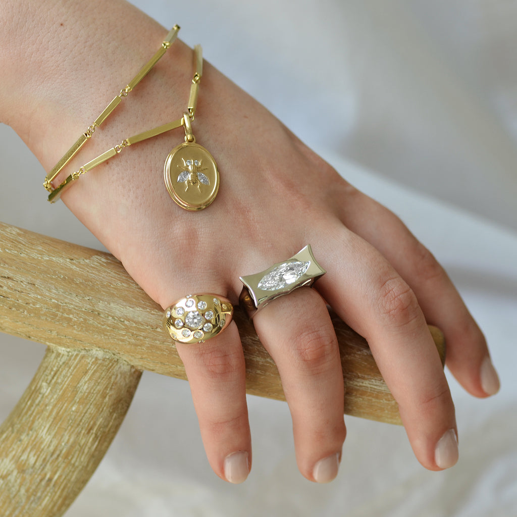 Alternating bar chain in 14k gold