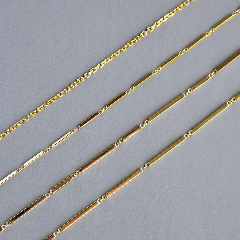 Alternating bar chain in 14k gold